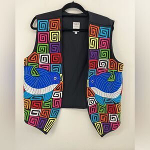 Sed’s Crafts Molas Panama Black Vest Handmade L